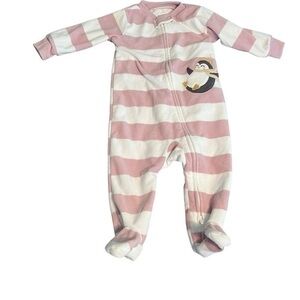 Carters Fleece Footie Sleeper Stripe Penguin 6 months